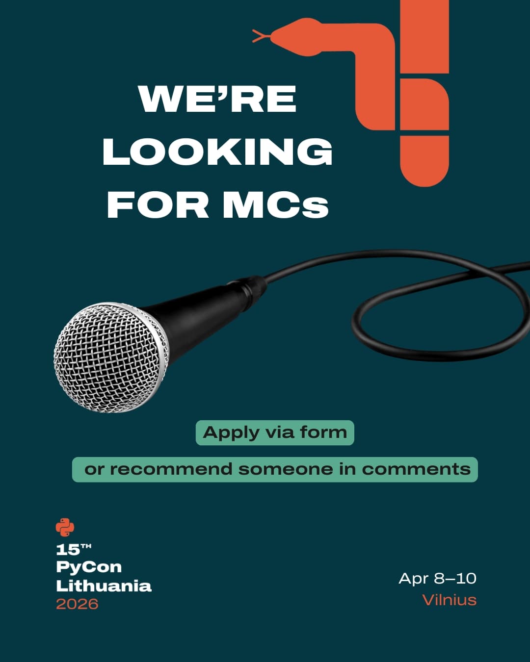We're looking for MCs - PyCon Lithuania 2026